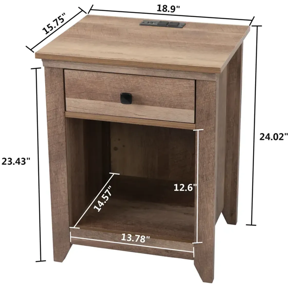 Jaxpety Farmhouse Style Nightstand