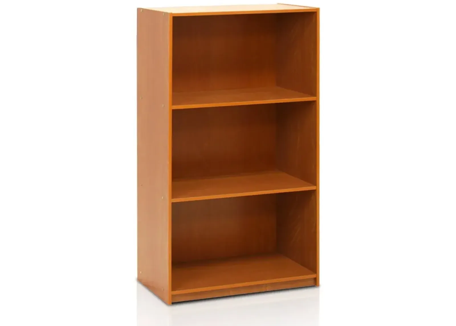 Modern 3 Shelf Bookcase in Light Cherry Wood Finish