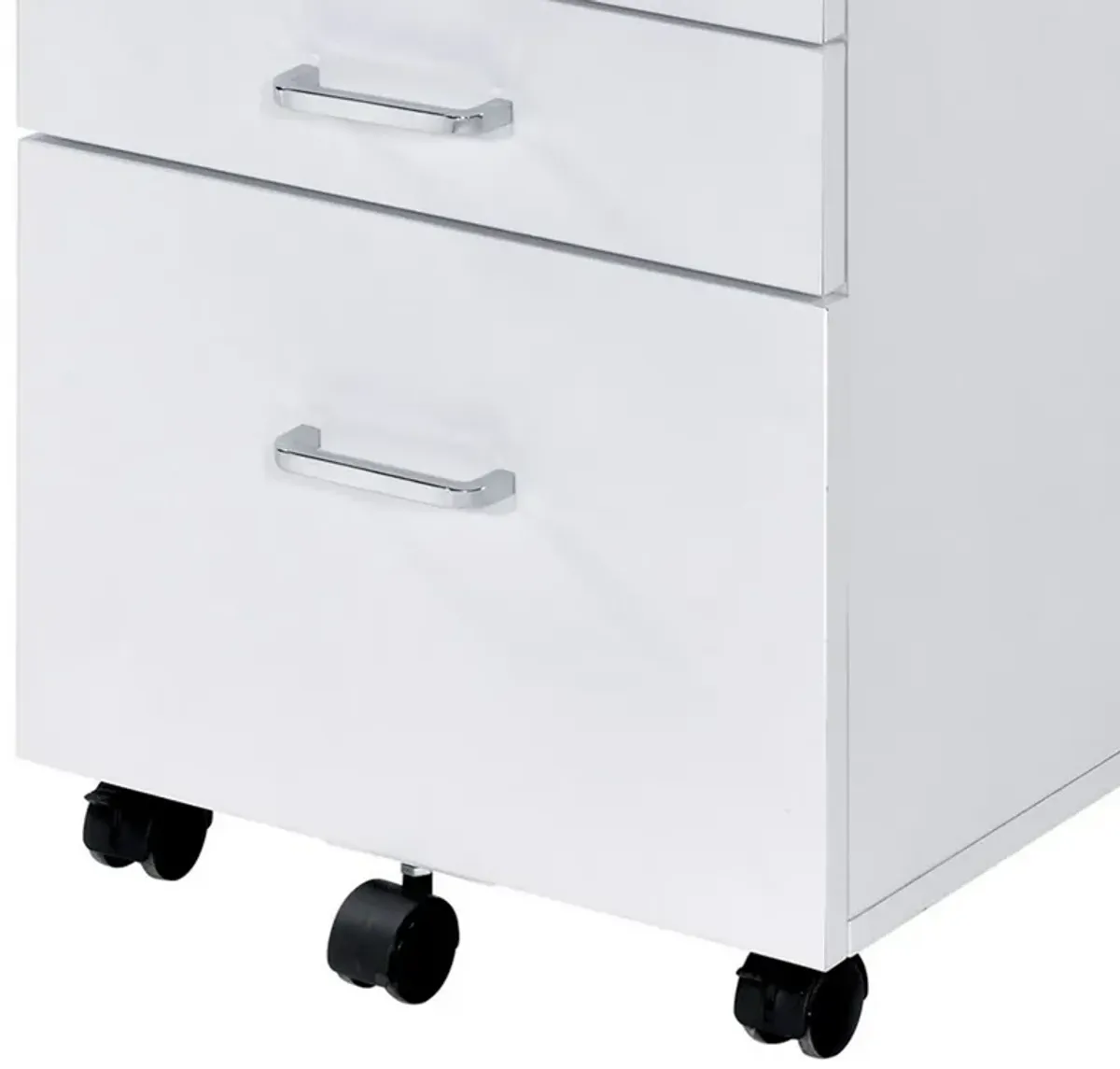 Cabinet with 3 Drawers and Wheels, White-Benzara