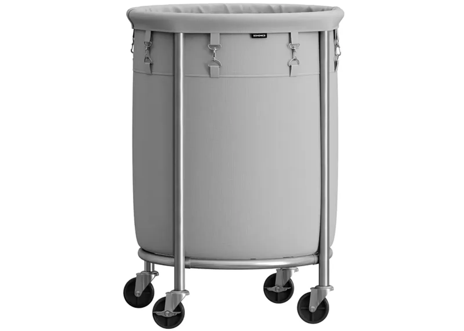 Laundry Basket with Wheels and Removable Bag, Steel Frame, 4 Casters and 2 Brakes