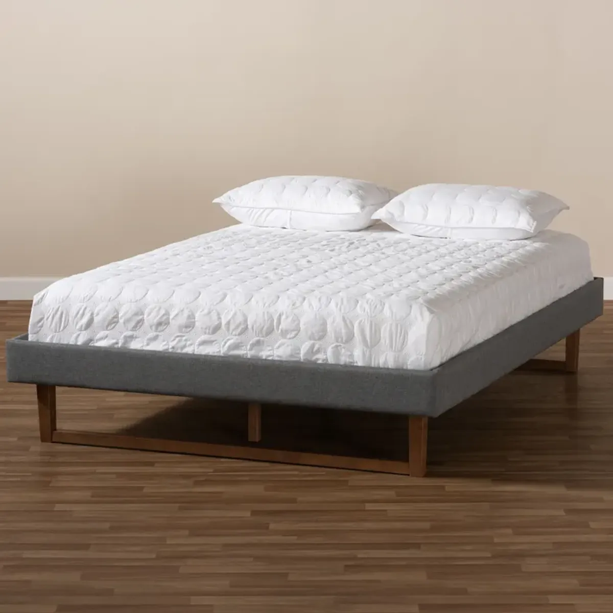 Baxton Studio Liliya Mid-Century Modern Walnut Brown Finished Wood King Size Platform Bed Frame