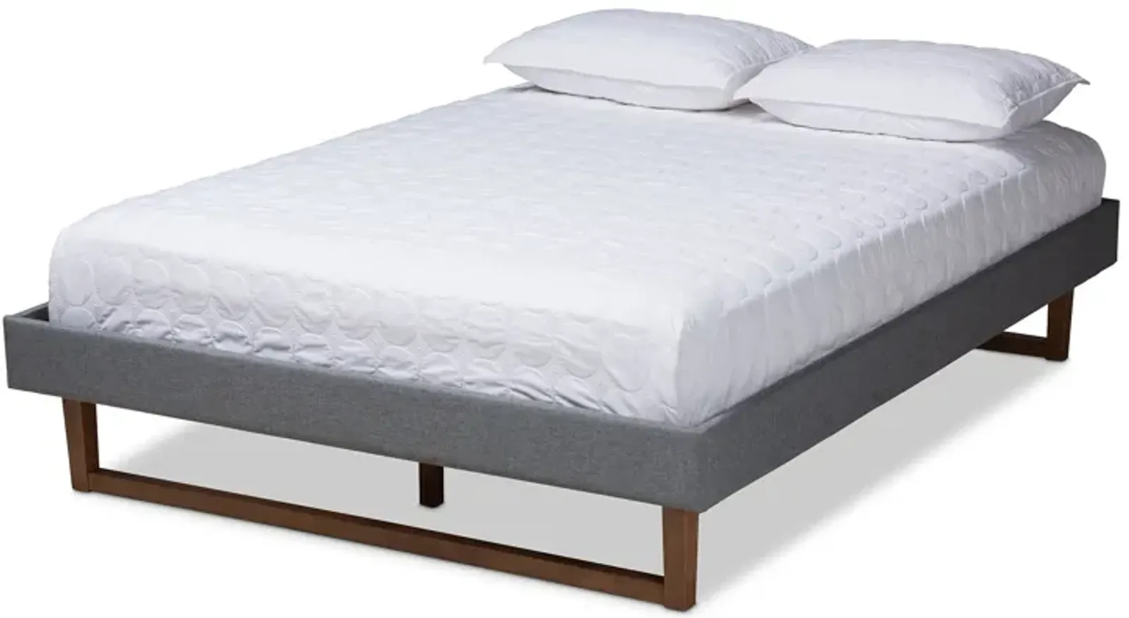 Baxton Studio Liliya Mid-Century Modern Walnut Brown Finished Wood King Size Platform Bed Frame