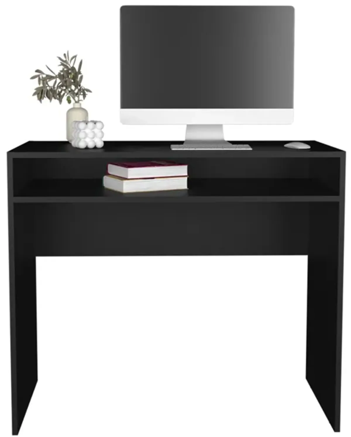 Craig Computer Desk 30.6" H, with 1 Shelf, Black