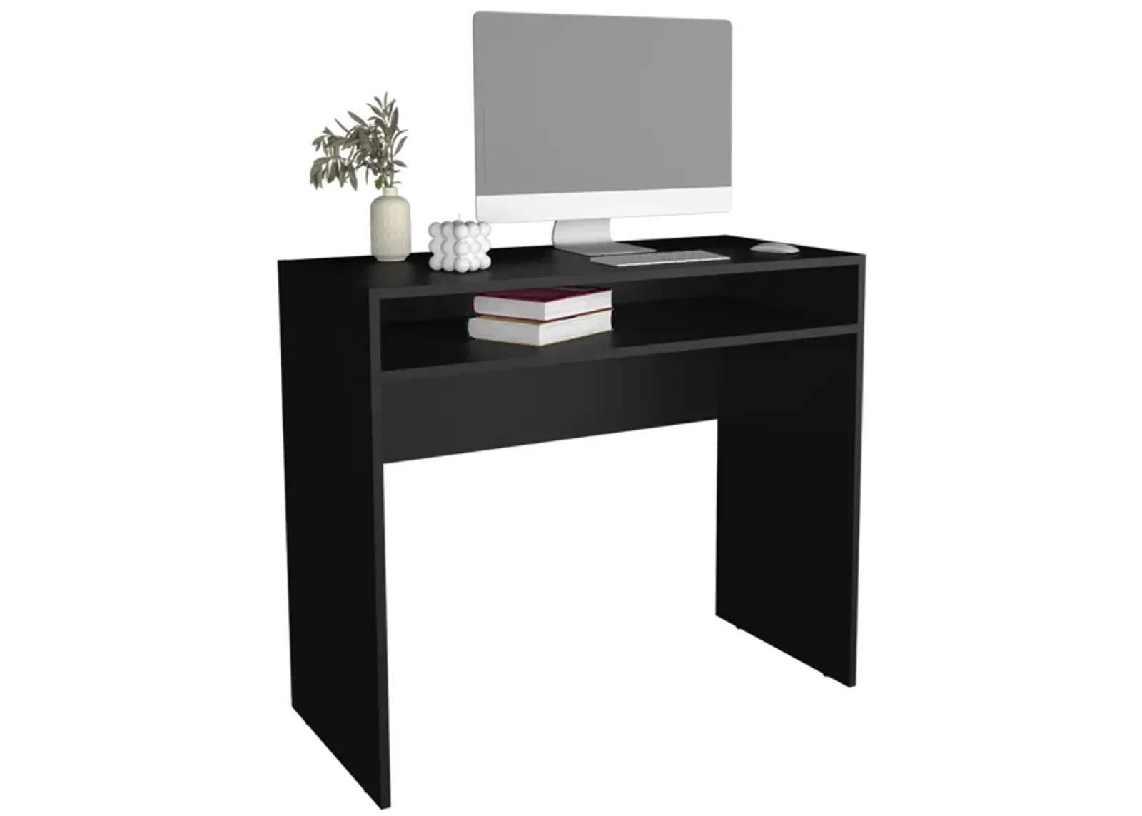 Craig Computer Desk 30.6" H, with 1 Shelf, Black