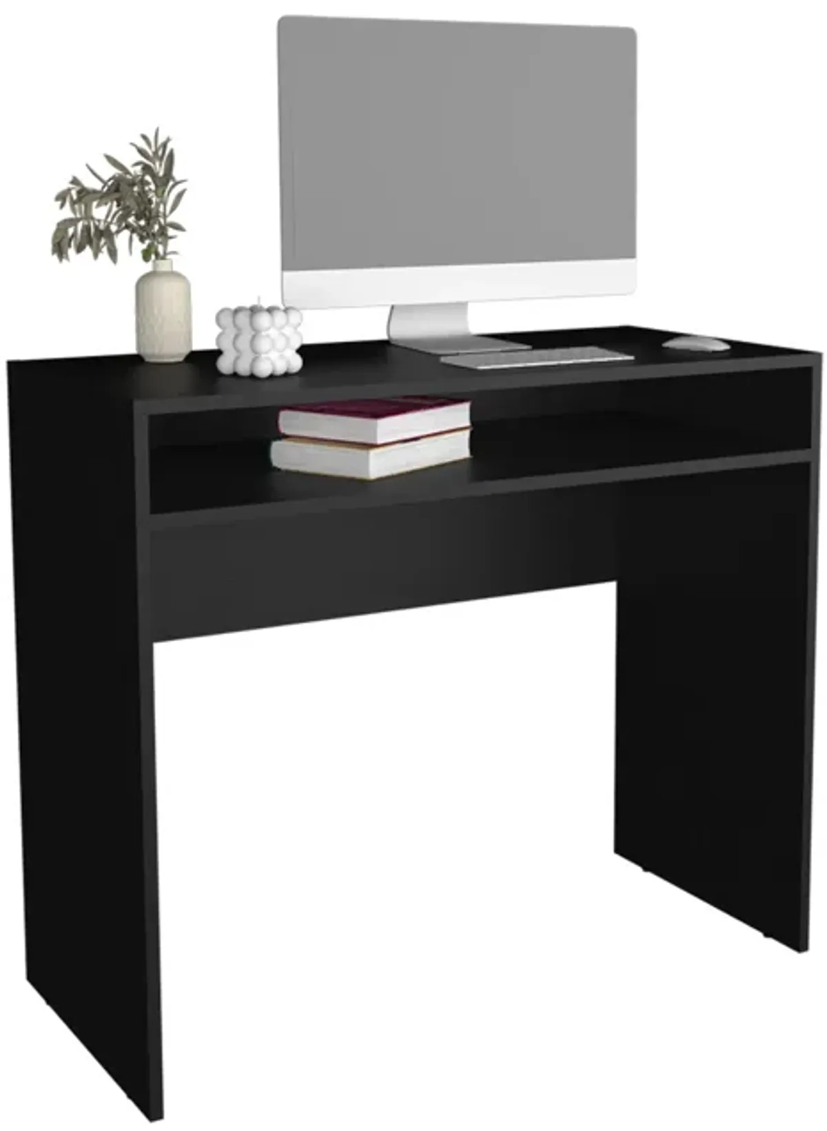 Craig Computer Desk 30.6" H, with 1 Shelf, Black