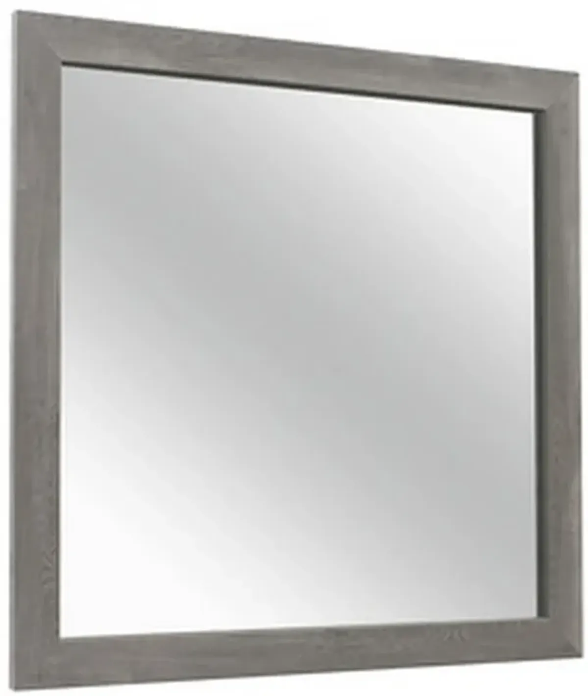 Adia 40 Inch Modern Accent Mirror, Sleek Textured Frame, Rustic Gray Veneer-Benzara