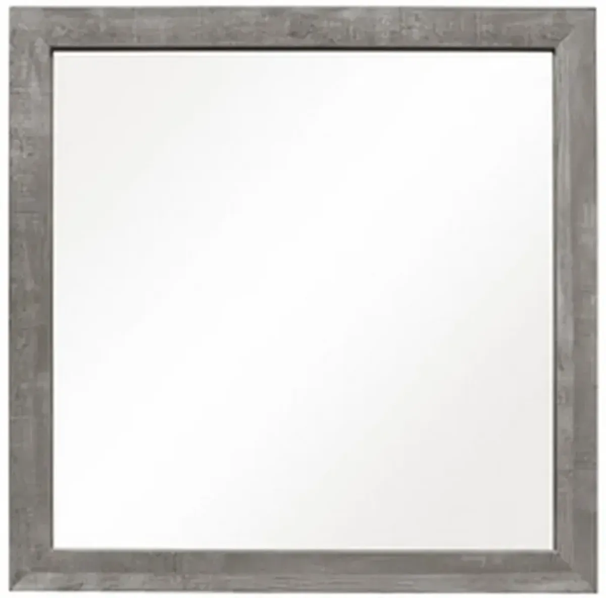Adia 40 Inch Modern Accent Mirror, Sleek Textured Frame, Rustic Gray Veneer-Benzara