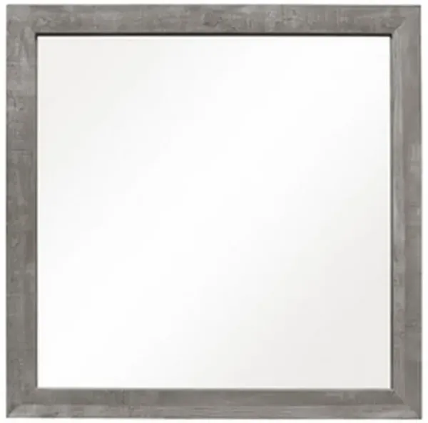 Adia 40 Inch Modern Accent Mirror, Sleek Textured Frame, Rustic Gray Veneer-Benzara
