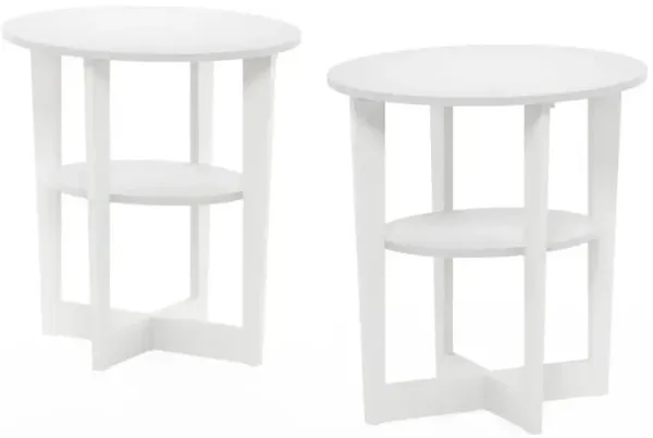 JAYA Oval End Table, White, Set of 2