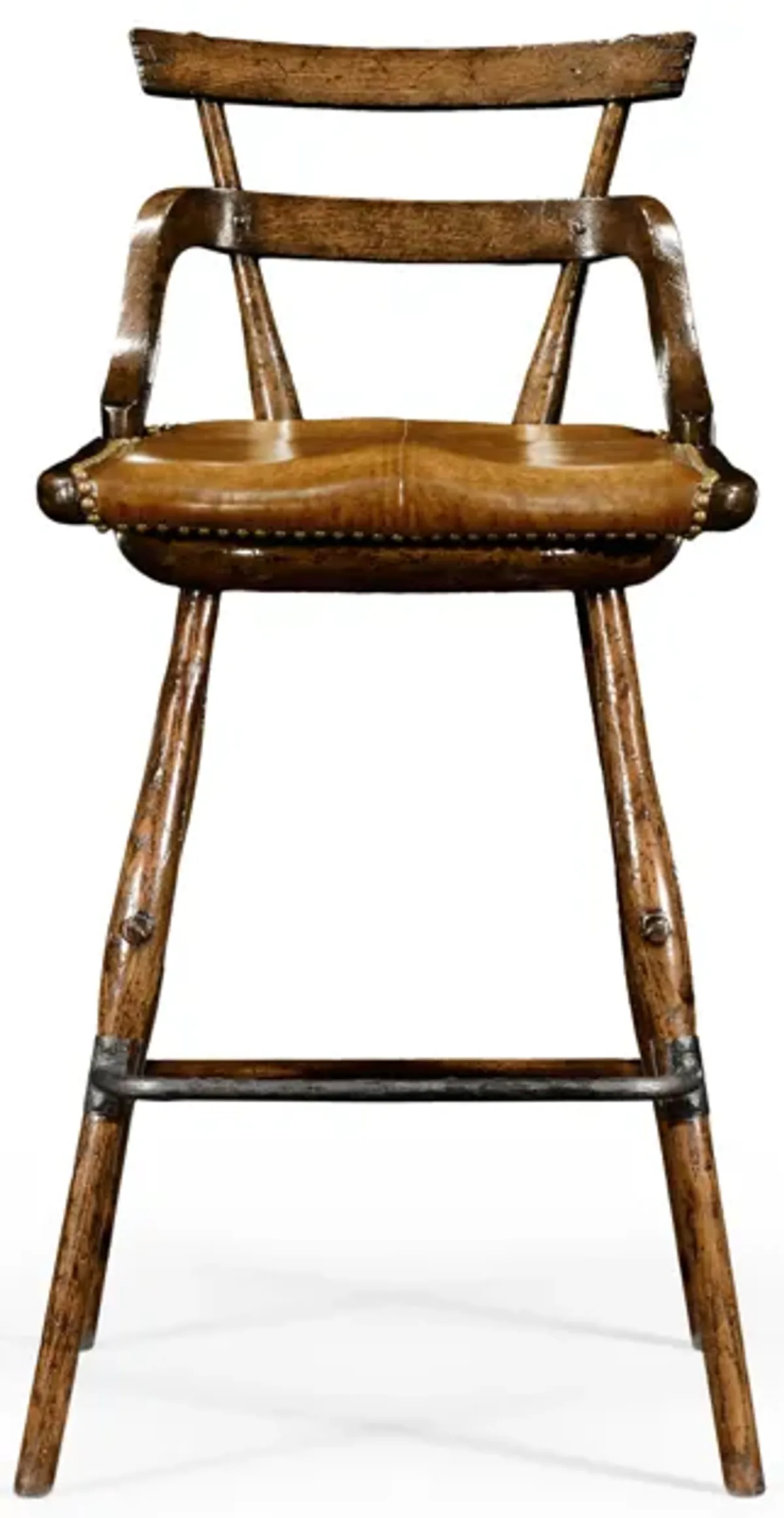 Buckingham Studded Leather Barstool