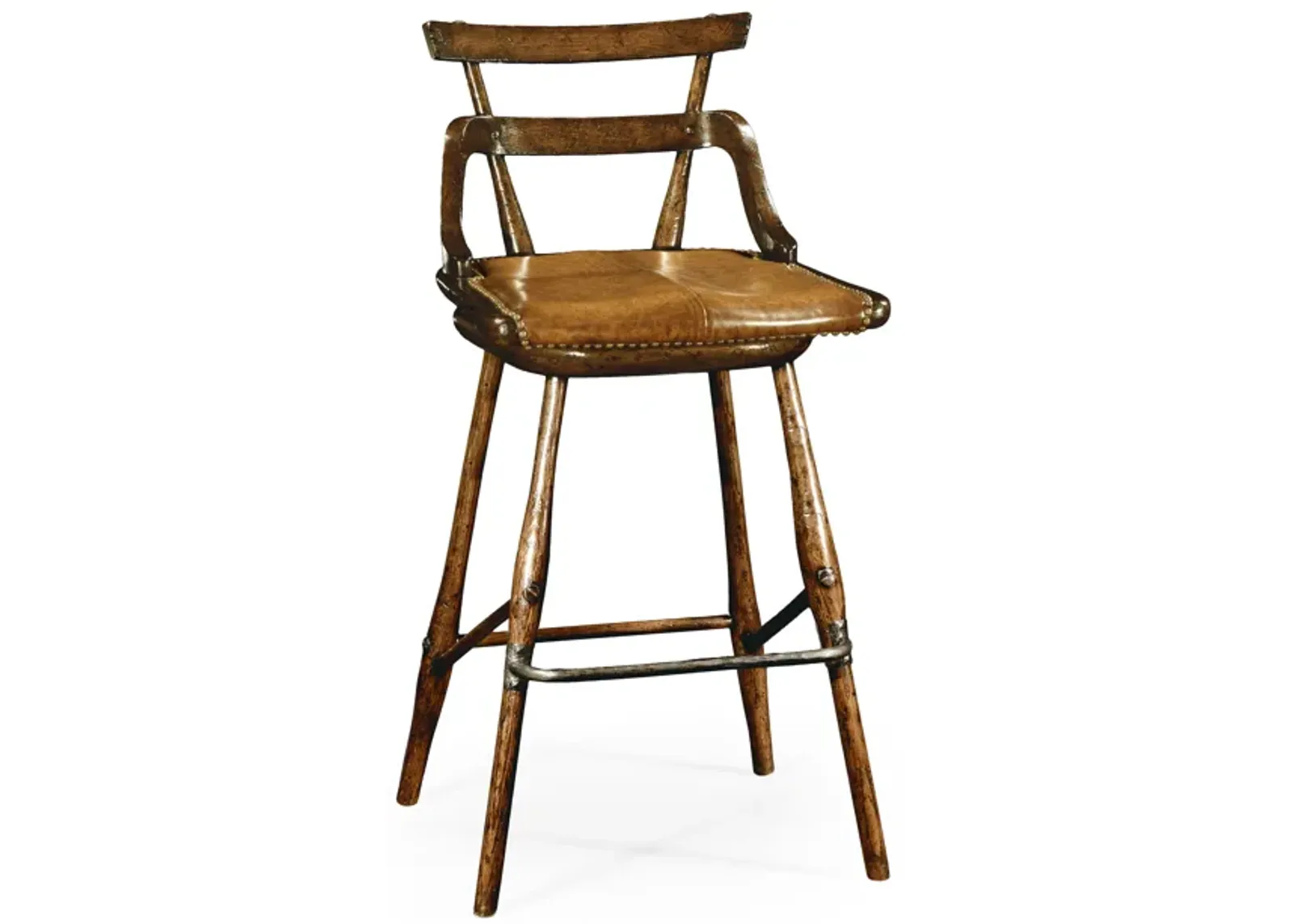 Buckingham Studded Leather Barstool