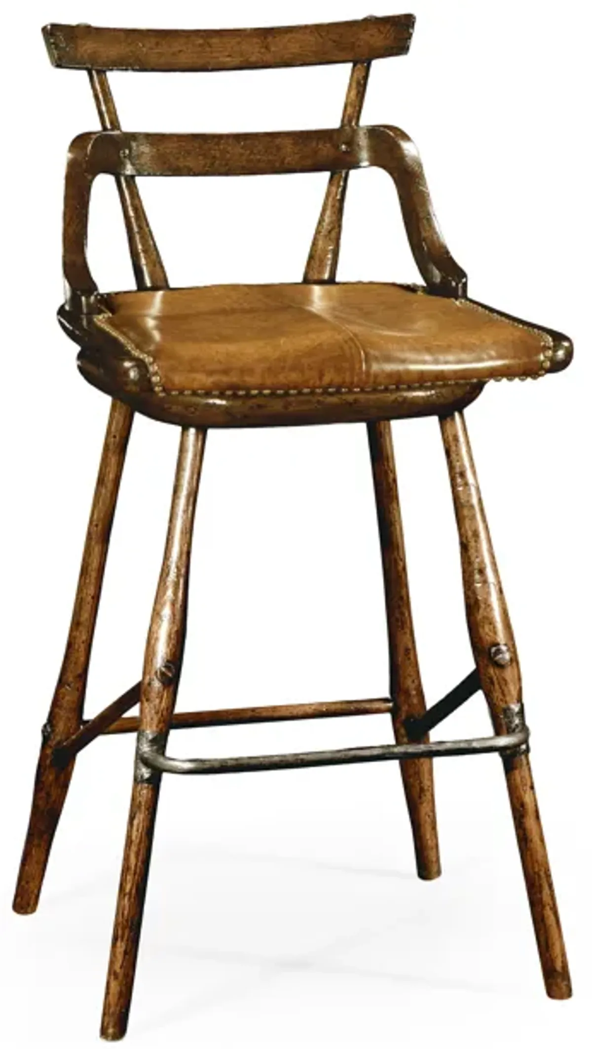 Buckingham Studded Leather Barstool