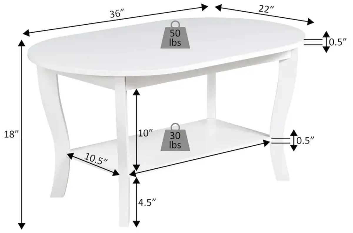 Convenience Concepts American Heritage Oval Coffee Table with Shelf