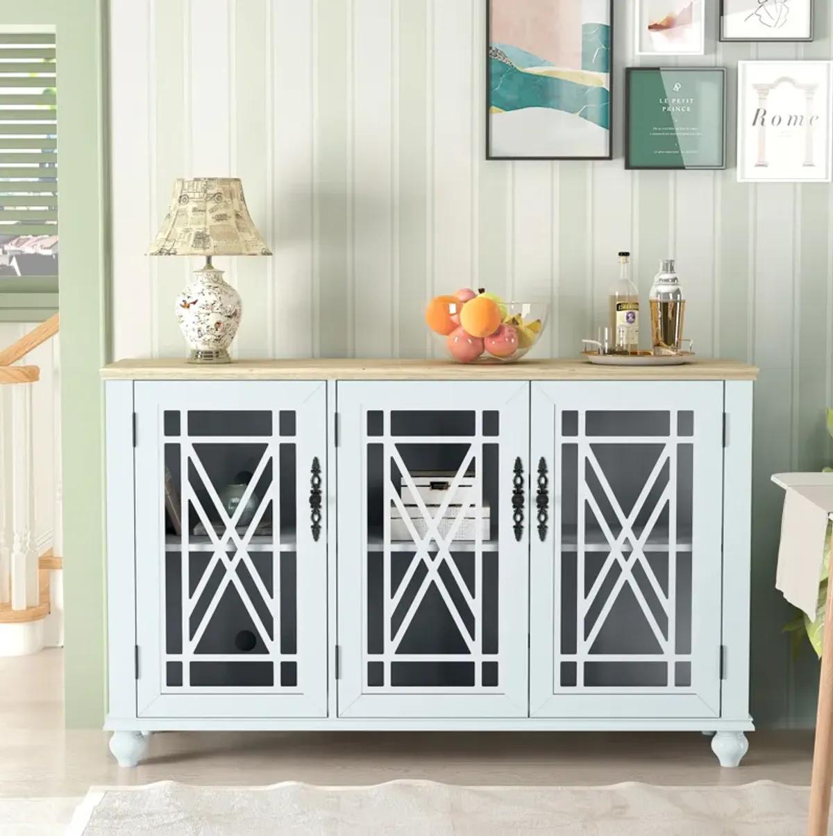 FESTIVO 55" Antique-Inspired Kitchen Buffet Sideboard Cabinet