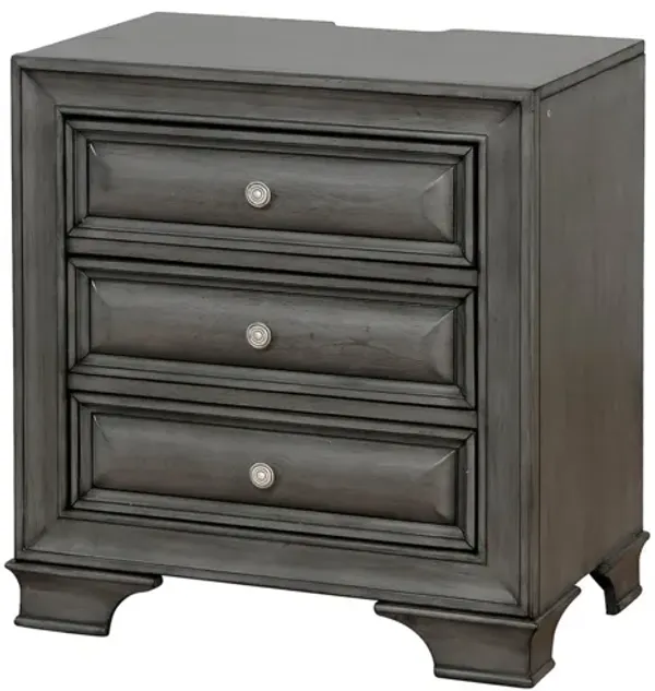 Streamdale 3-Drawer Transitional Nightstand w/ Nickel Knob
