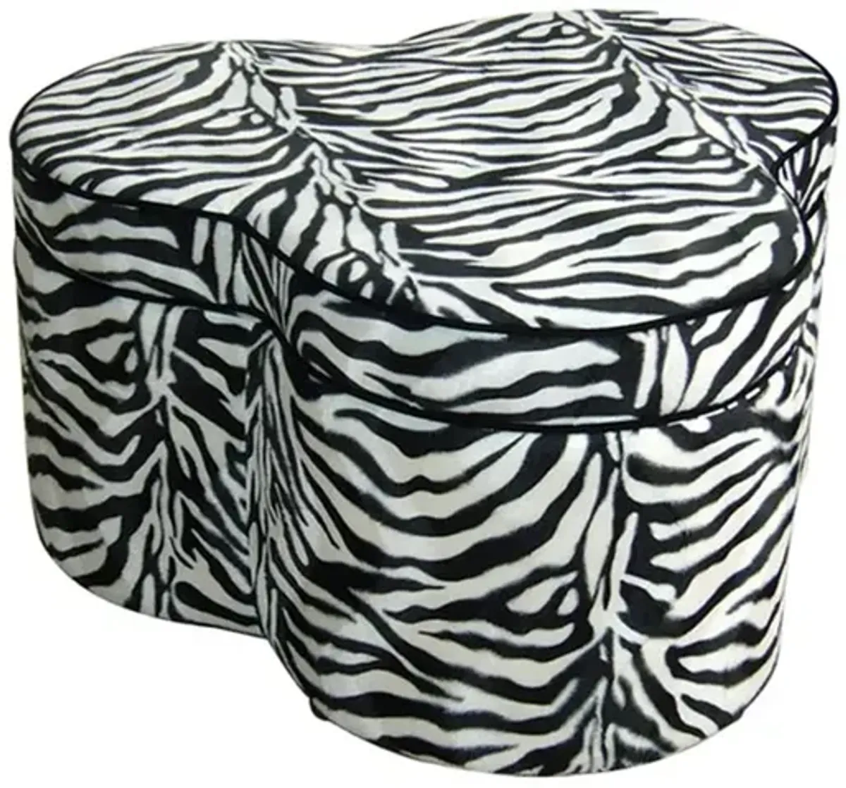 Funky Black White Pink Zebra Storage Ottoman Four Piece Set