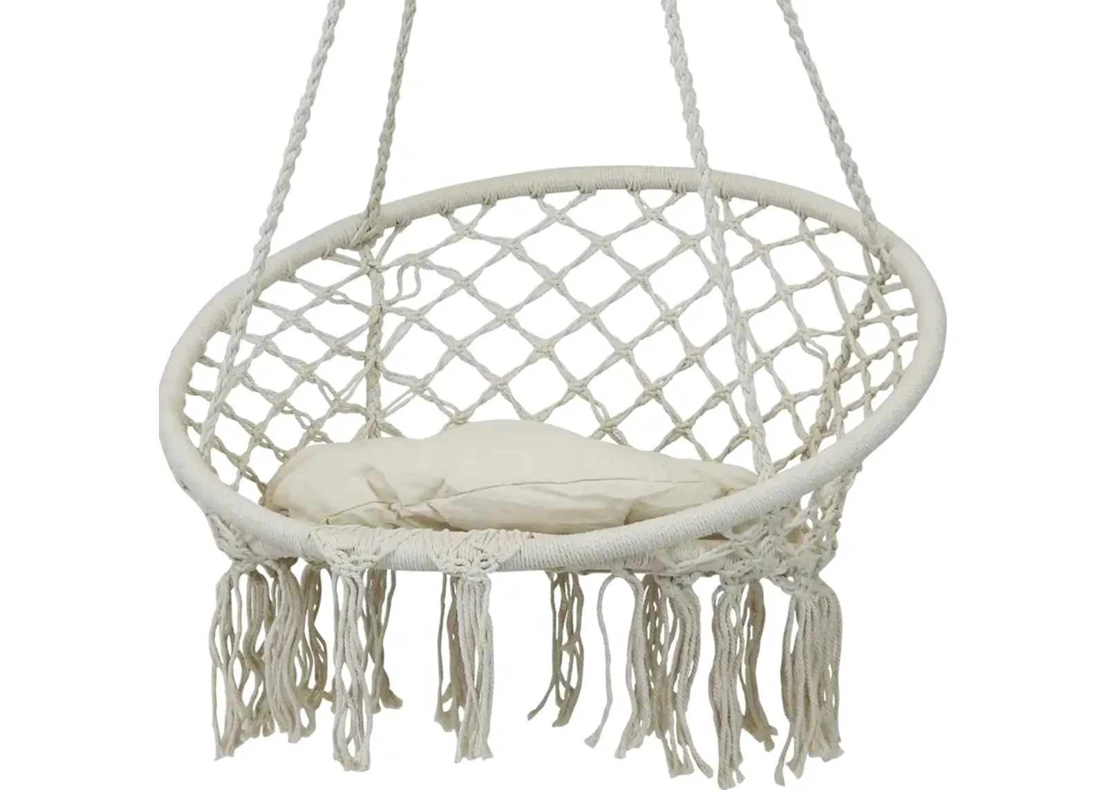 Sunnydaze Macrame Hanging Hammock Chair with Seat Cushion