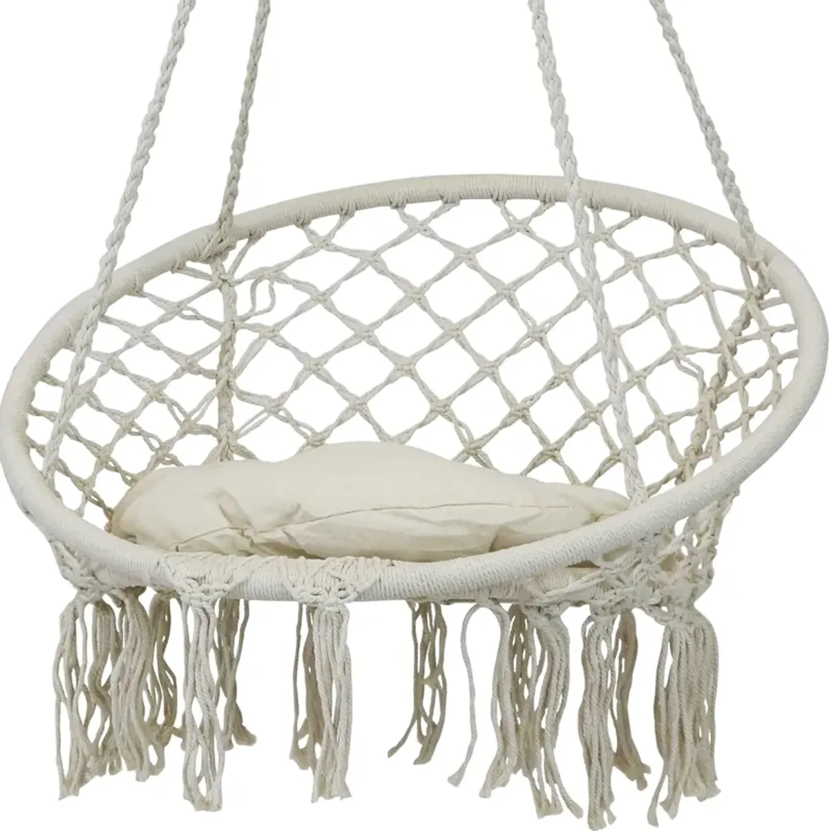 Sunnydaze Macrame Hanging Hammock Chair with Seat Cushion