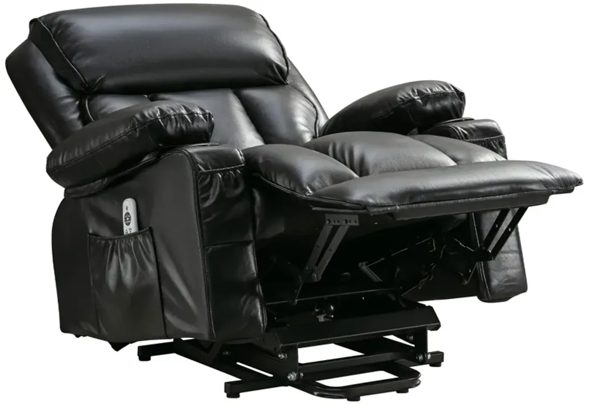 38.58 in. W Leather Recliner with Remote Control, Tufted and Storage