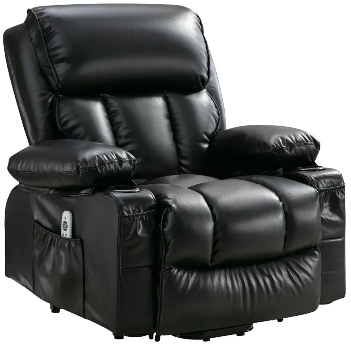 38.58 in. W Leather Recliner with Remote Control, Tufted and Storage