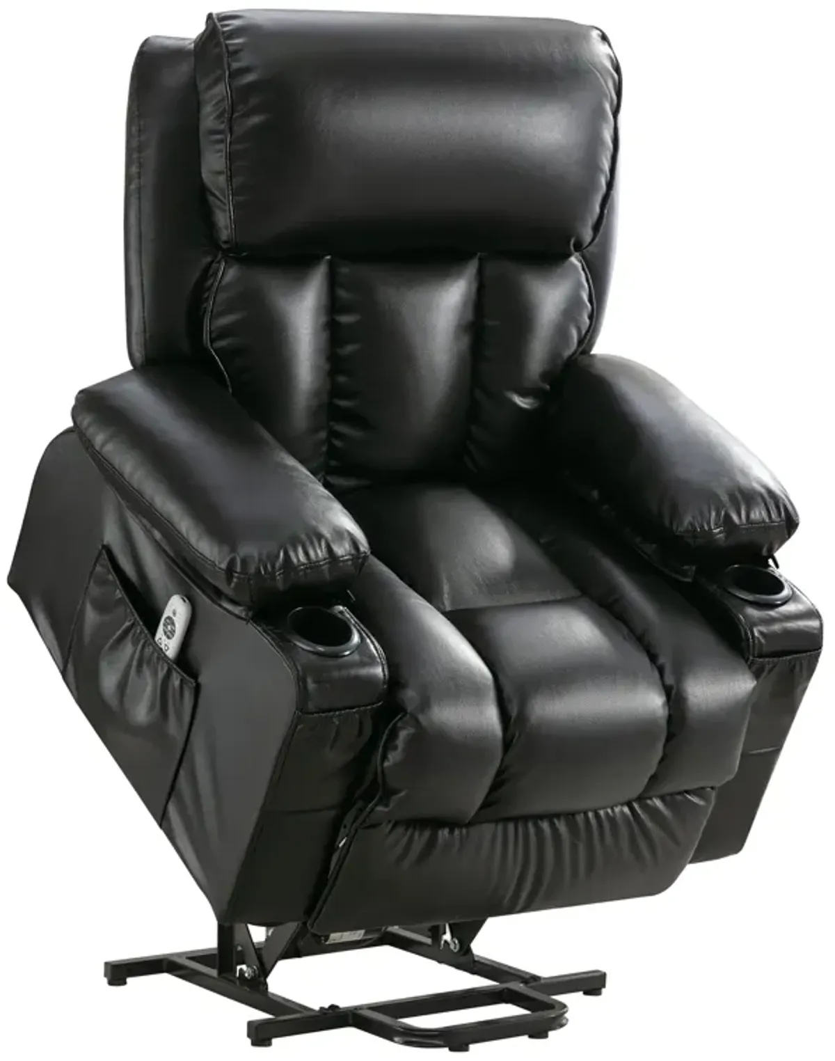 38.58 in. W Leather Recliner with Remote Control, Tufted and Storage