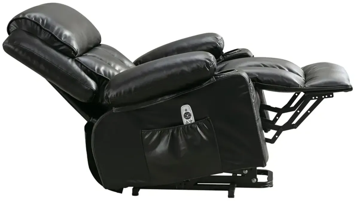 38.58 in. W Leather Recliner with Remote Control, Tufted and Storage