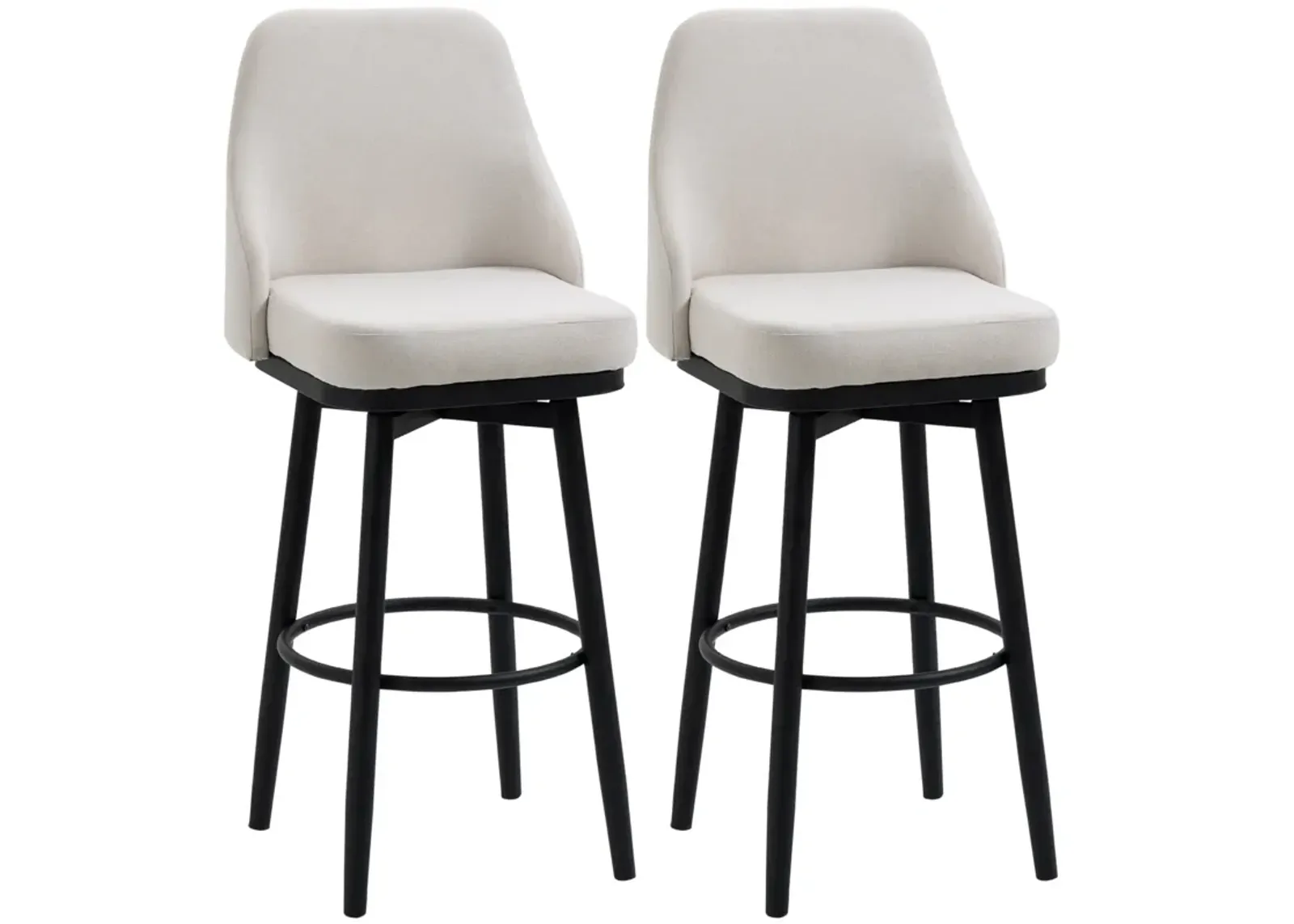 Ivory White Bar Seating: Plush Upholstered Stools with Steel Legs