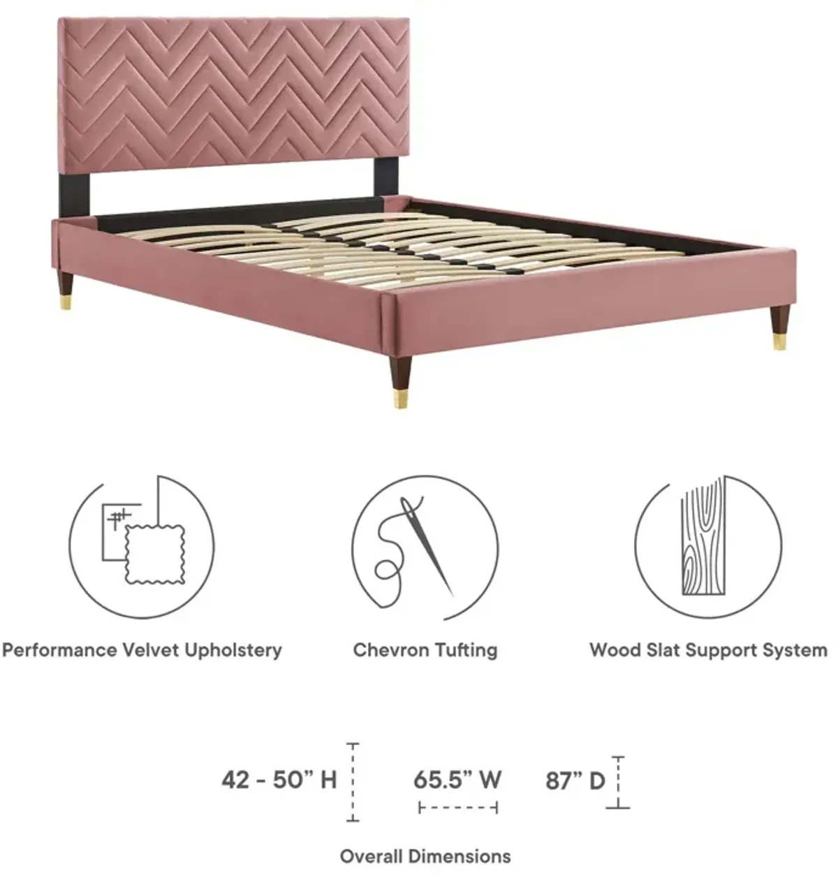 Modway - Leah Chevron Tufted Performance Velvet King Platform Bed