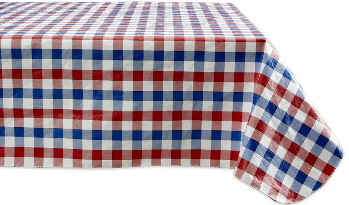 7' Red  White and Blue Americana Checkered Vinyl Tablecloth