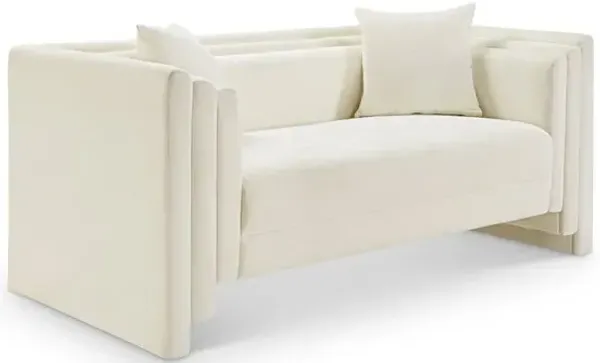Meridian Furniture Everett Cream Chenille Fabric Loveseat