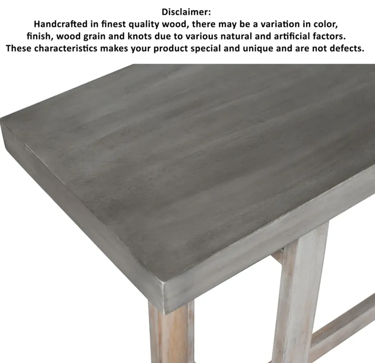 59 Inch Artisan Sideboard Console Table with Geometric Interlocked Base, Distressed Matte Gray-Benzara