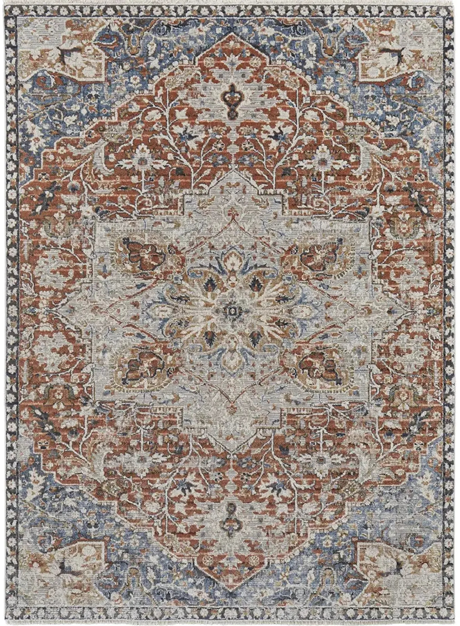 Kaia 39HXF Orange/Ivory/Blue 3' x 10' Rug