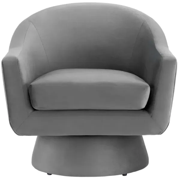Astral Performance Velvet Fabric and Wood Swivel Chair
