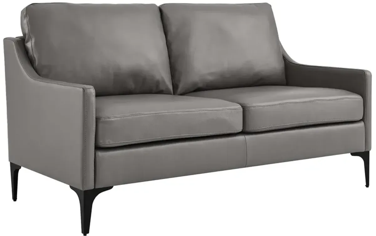 Corland Leather Loveseat Gray