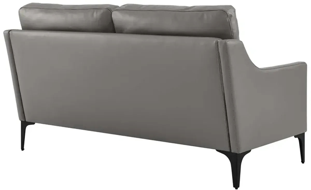 Corland Leather Loveseat Gray