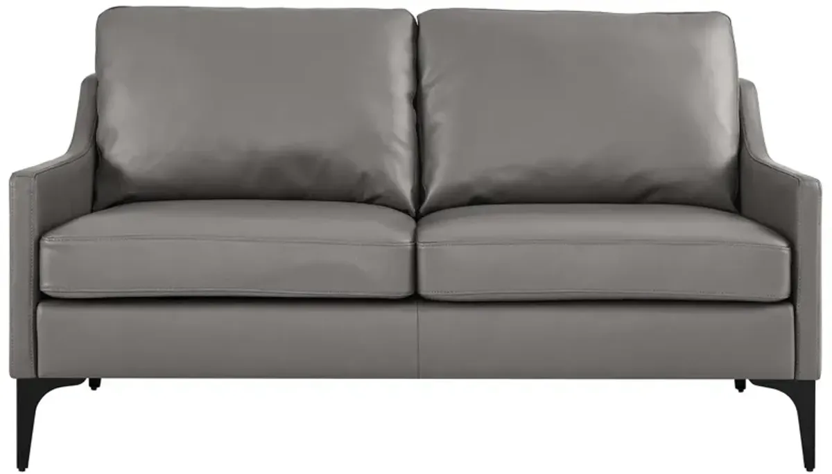 Corland Leather Loveseat Gray