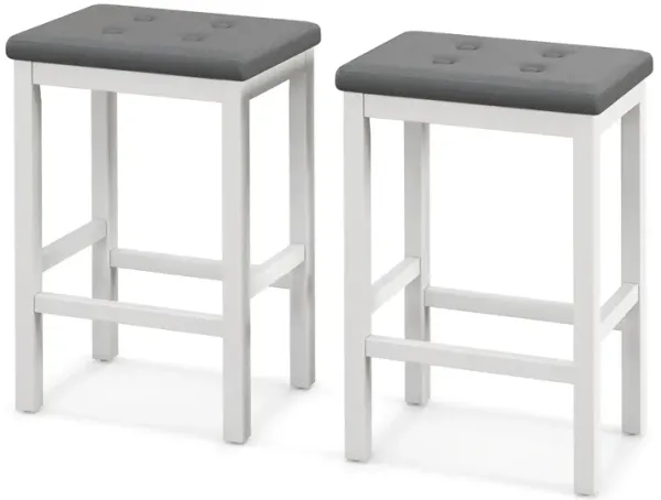 24" Bar Stools with Padded Seat Footrest and Rubber Wood Frame