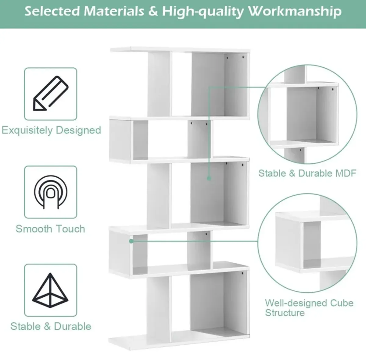 5 Cubes Ladder Shelf Corner Bookshelf Display Rack Bookcase