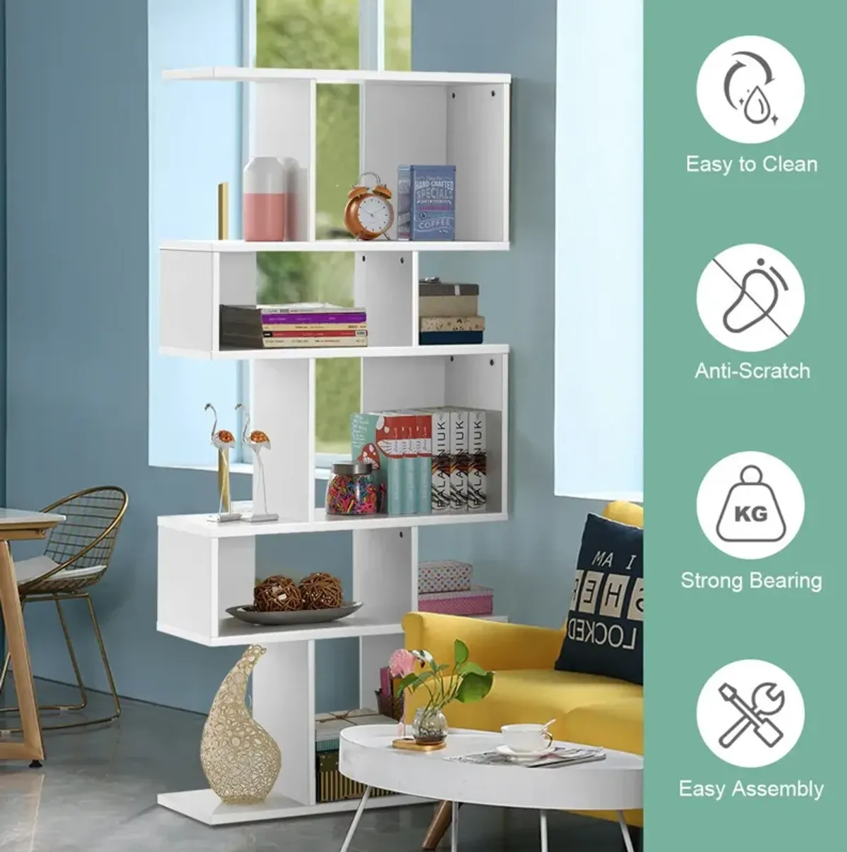 5 Cubes Ladder Shelf Corner Bookshelf Display Rack Bookcase