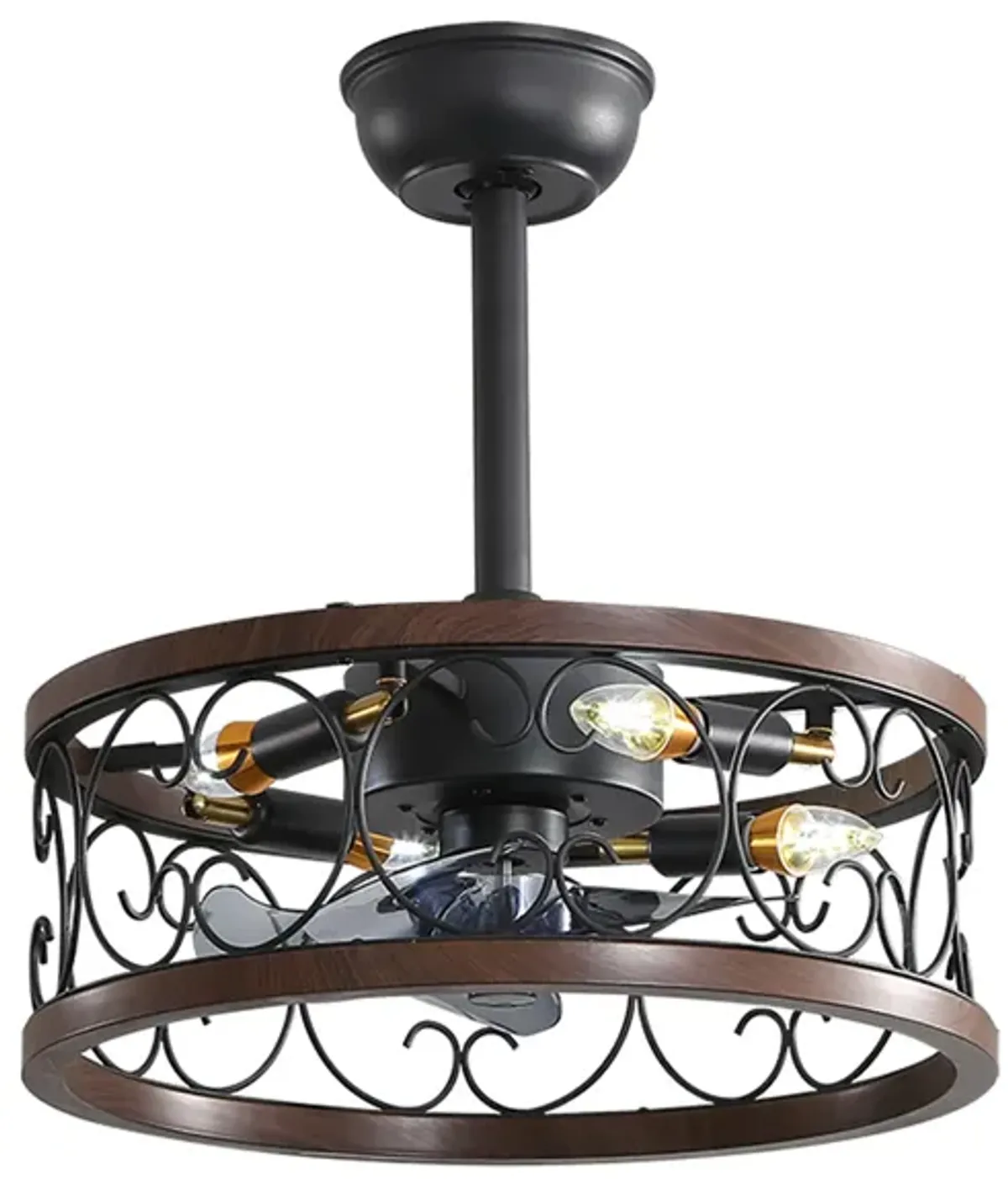 1 8" Caged Ceiling Fan With Lights Remote Control 0002