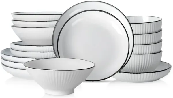 Christian Siriano Lustra Stoneware 16 Piece Dinnerware Set
