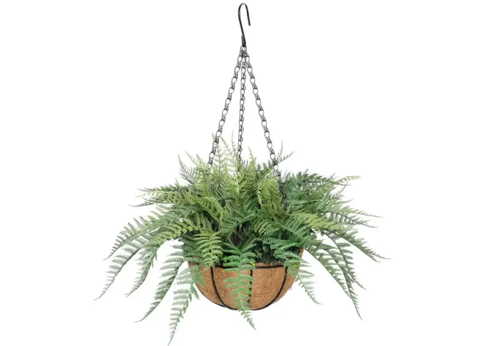 Artificial Potted Fern Hanging Basket (Fresh Green) UV Resistant