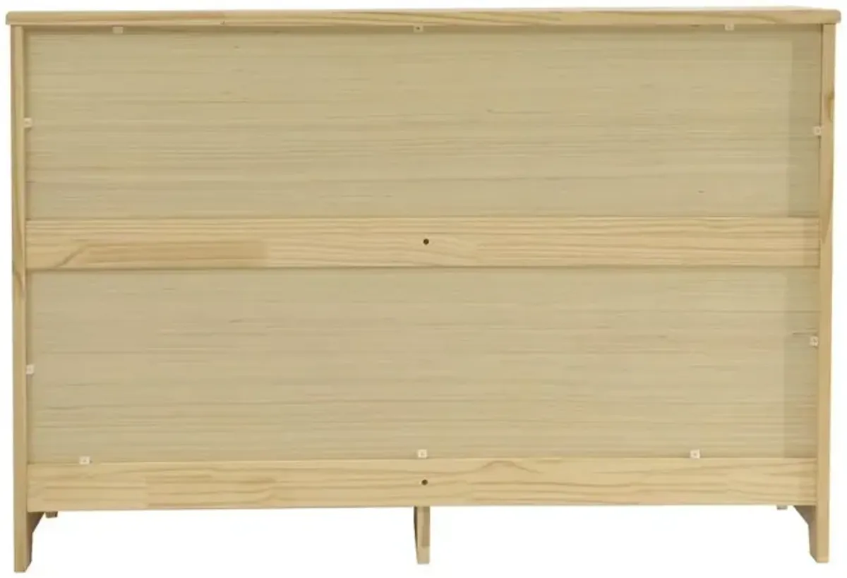 Better Home Products Solid Pine Wood 6 Drawer Double Dresser in Natural & White.