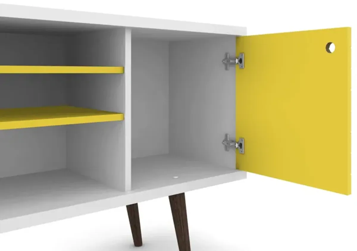Liberty Medium TV Stand in White and Yellow
