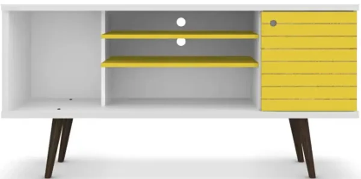 Liberty Medium TV Stand in White and Yellow
