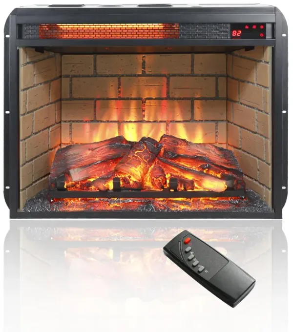 Streamdale Infrared Quartz Heater Fireplace Insert (Woodlog, 23")