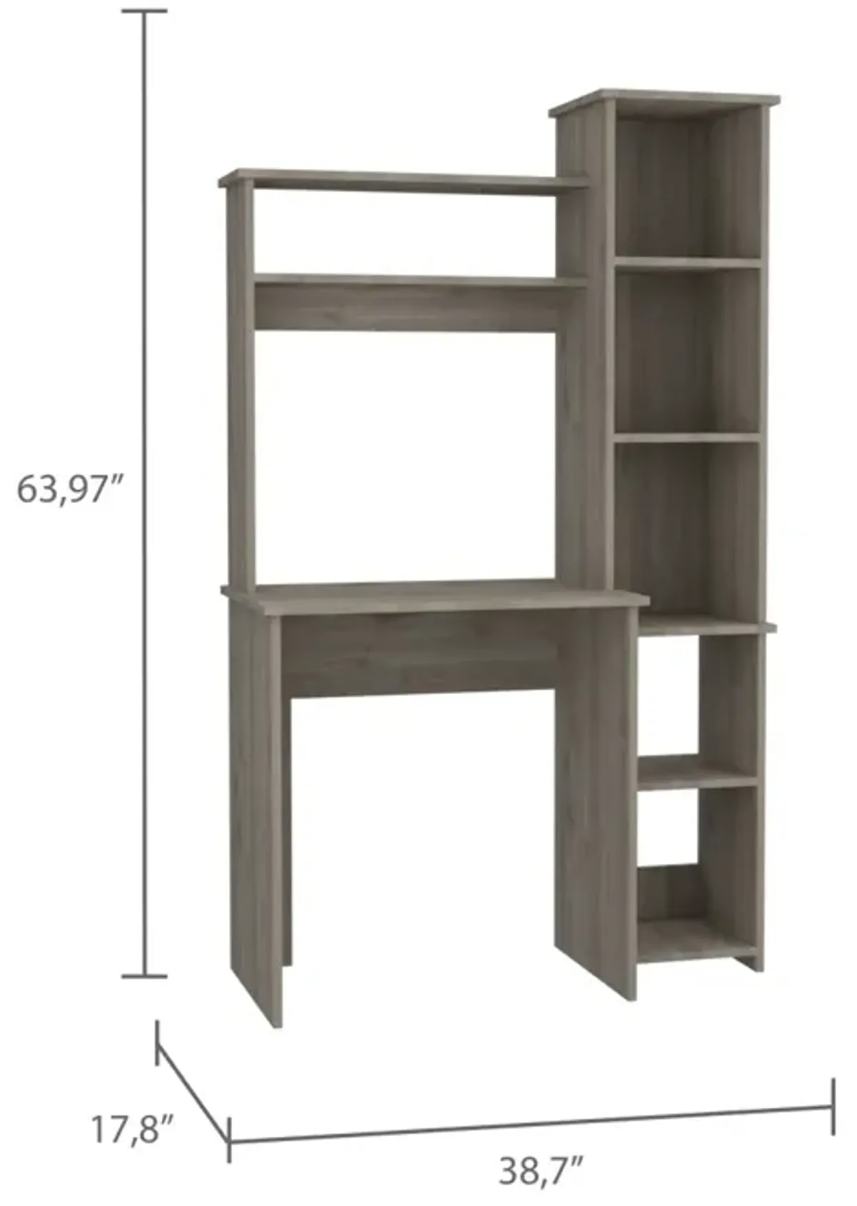 Versailles Writintg Desk, Two Superior Shelves, Five Cubbies - Light Gray