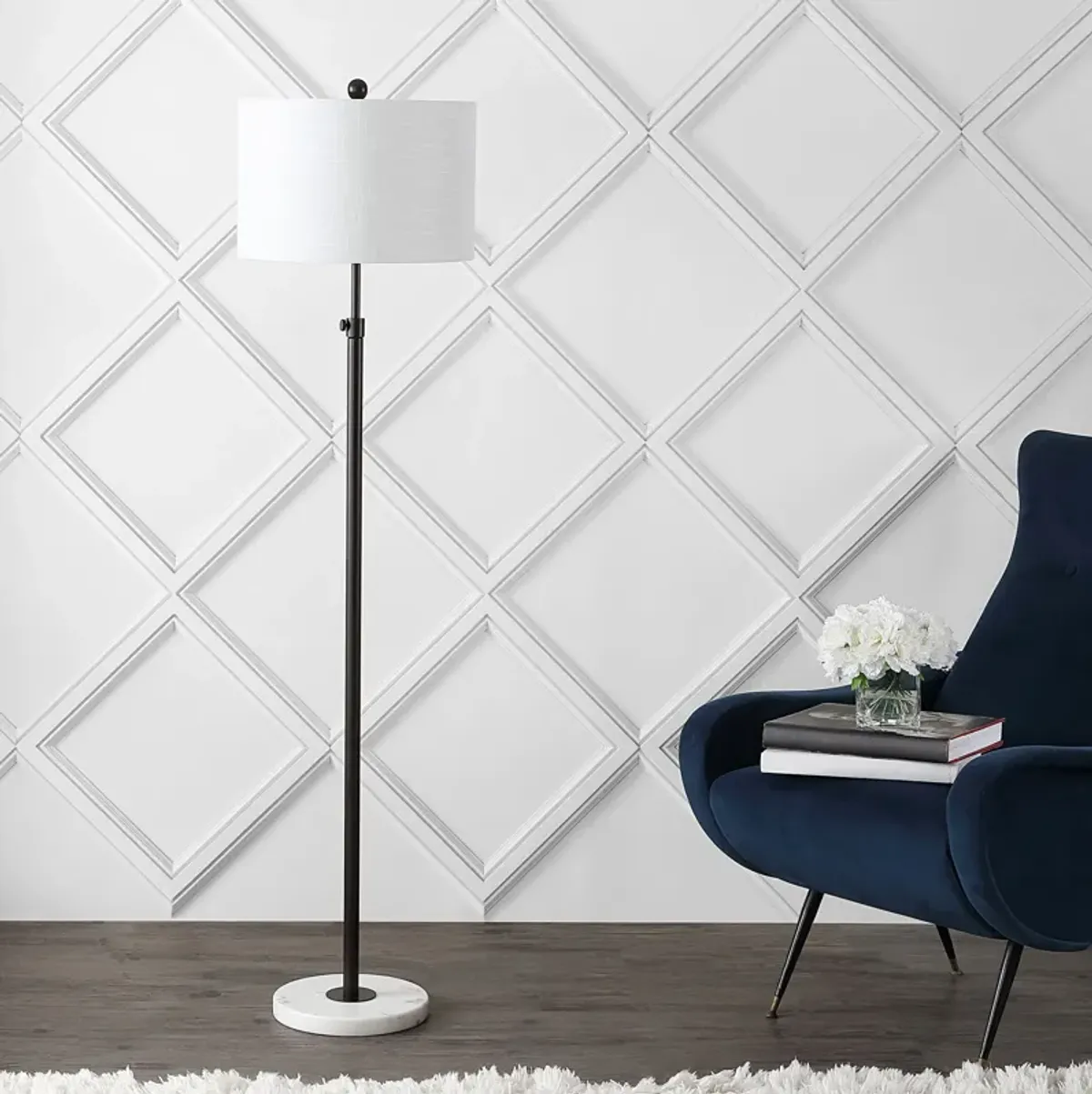 June Adjustable Metal/Marble LED Floor Lamp