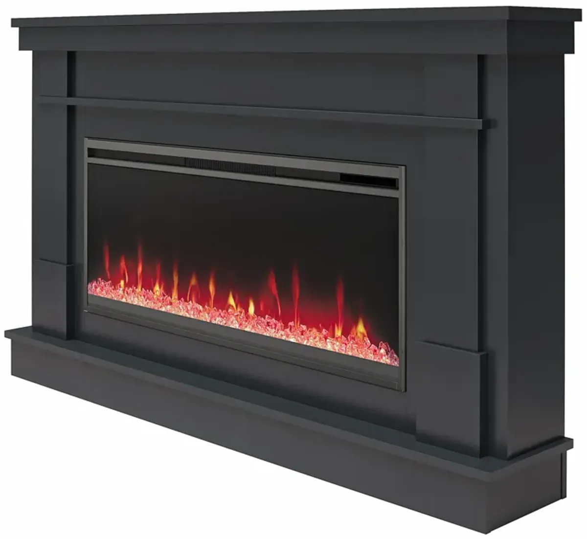 Novogratz Waverly Wide Mantel with Linear Electric Fireplace & Crystal Ember Bed