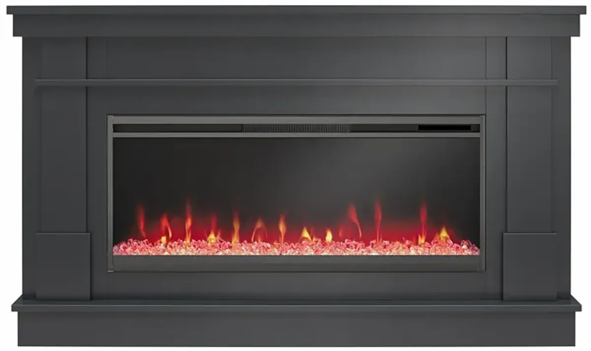 Novogratz Waverly Wide Mantel with Linear Electric Fireplace & Crystal Ember Bed